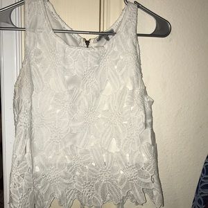White Flower Lace/Crochet Crop Top